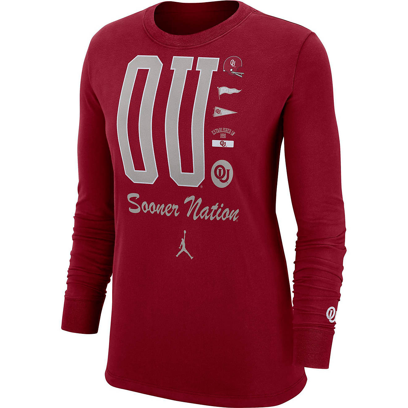 Nike Women's University of Oklahoma Crew Cuff Long Sleeve T-shirt                                                                - view number 1