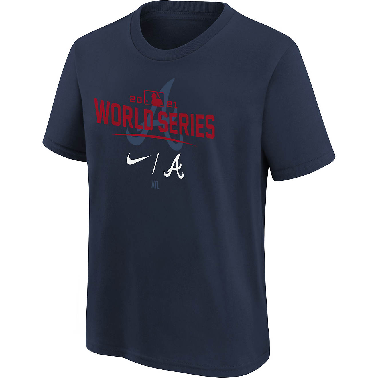 Nike Kids' Atlanta Braves 2021 World Series Participant Authentic Collection Dugout Short Sleeve T-shirt                         - view number 1