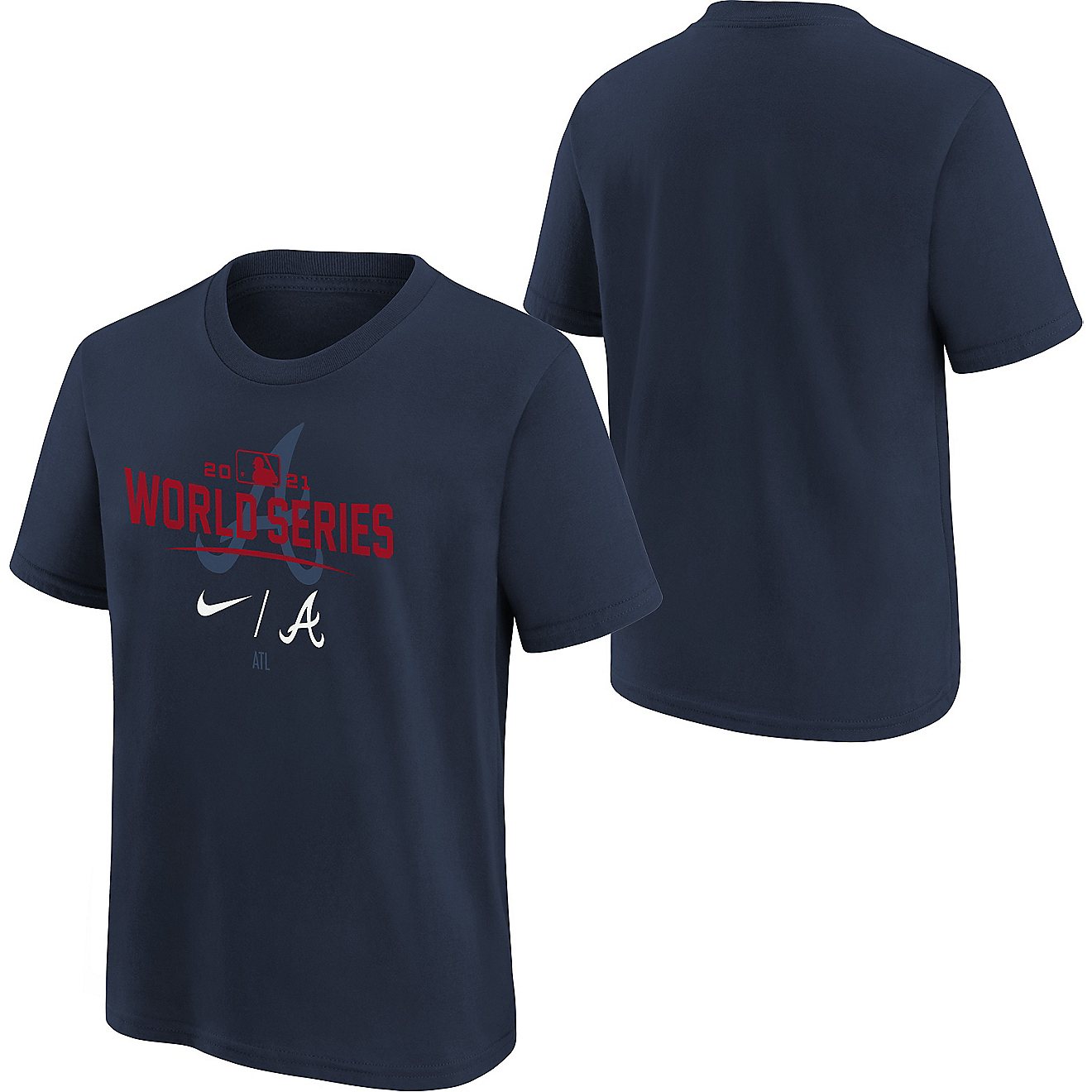 Nike Kids' Atlanta Braves 2021 World Series Participant Authentic Collection Dugout Short Sleeve T-shirt                         - view number 3