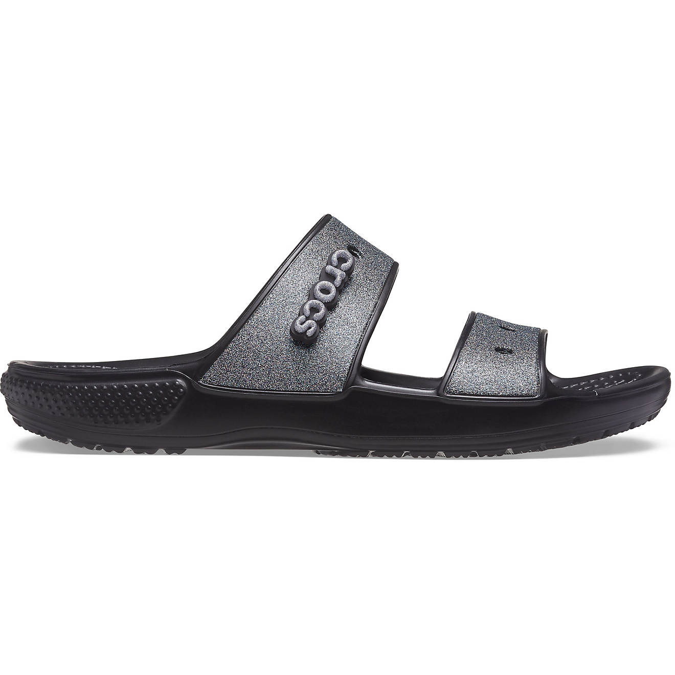 Crocs Adults' Classic Black Glitter II 2-Strap Sandals                                                                           - view number 1
