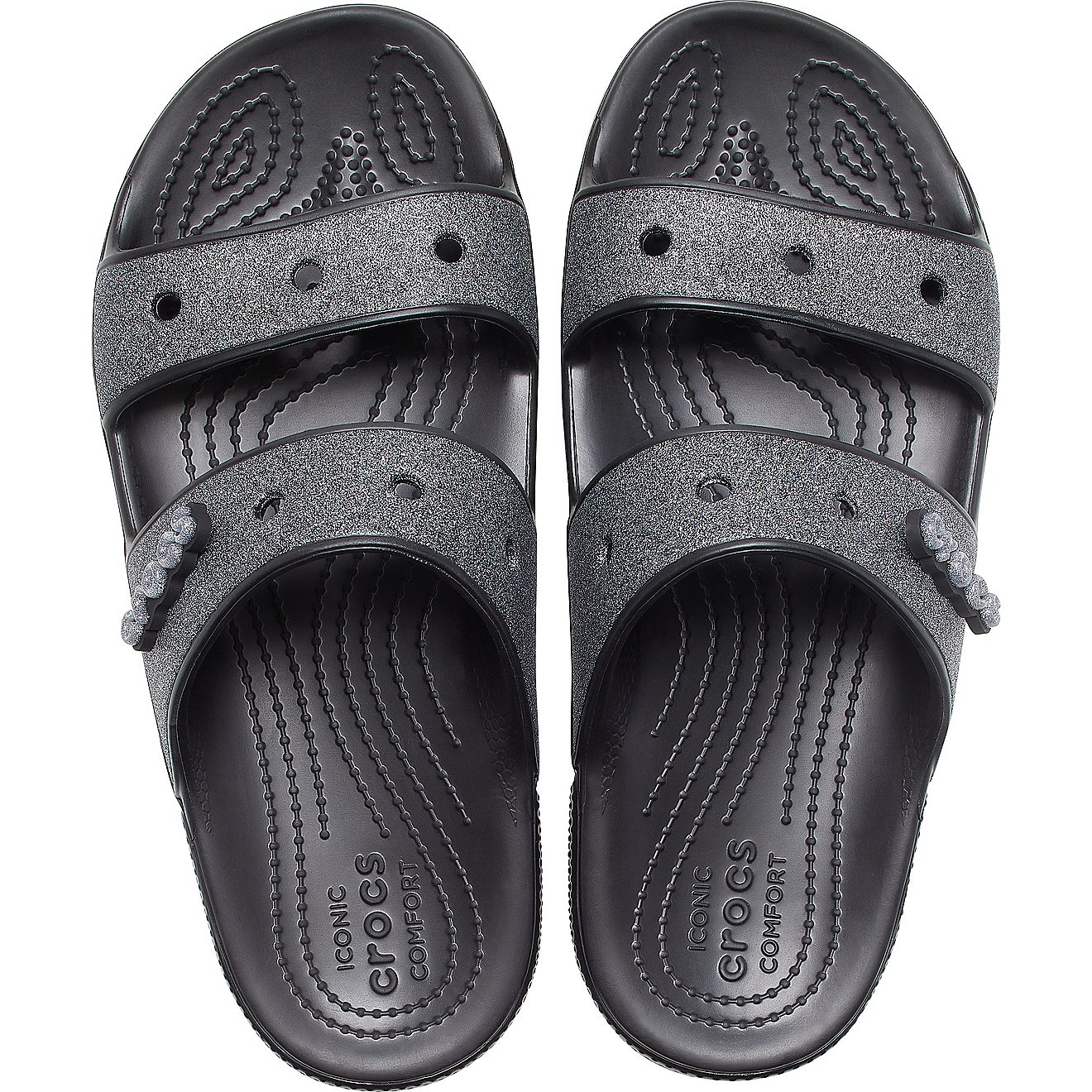 Crocs Adults' Classic Black Glitter II 2-Strap Sandals                                                                           - view number 3