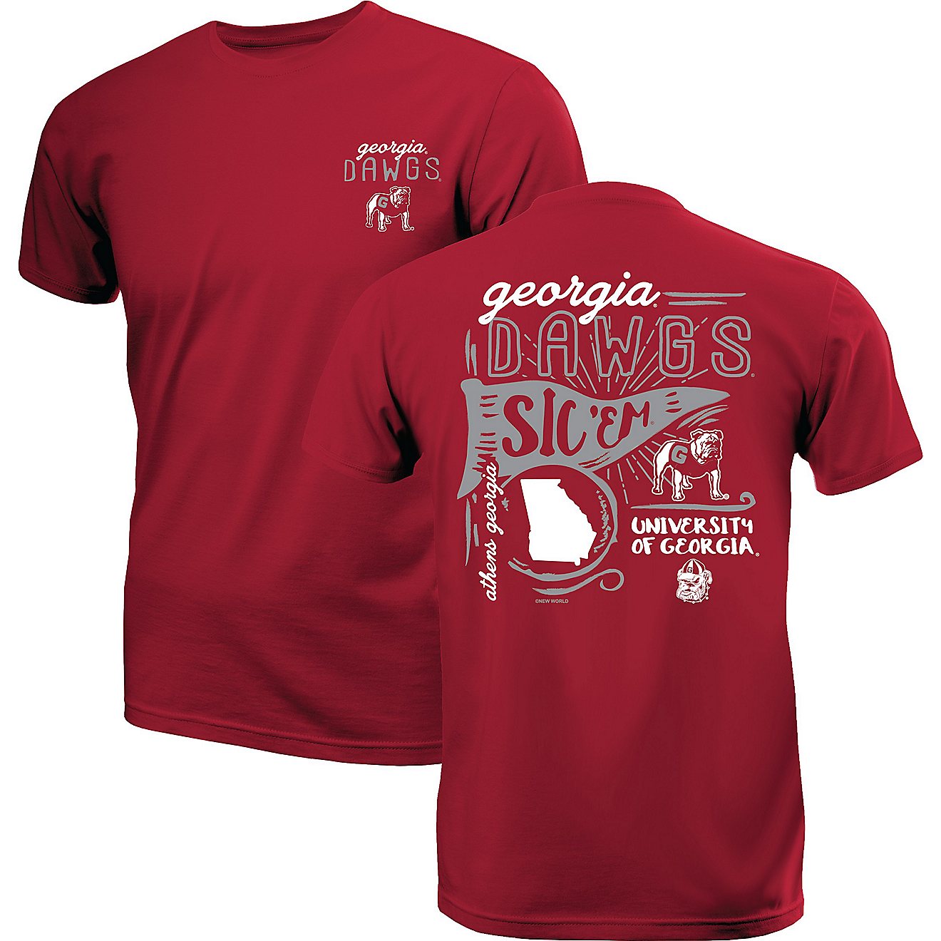 New World Graphics Women's University of Georgia Comfort Color Pennant Mascot T-shirt                                            - view number 1