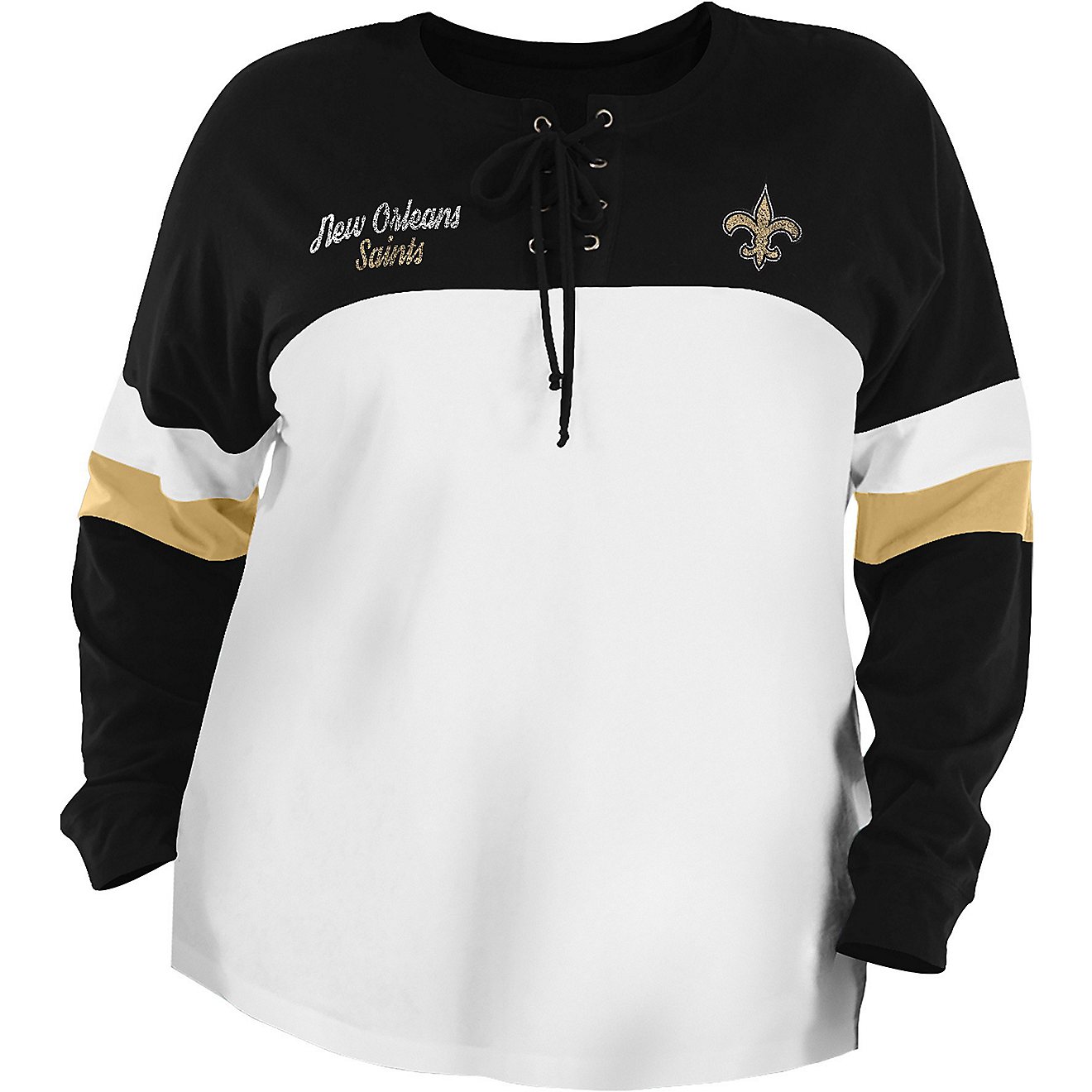 New Era Women's New Orleans Saints Plus Size Lace-Up Long Sleeve T-shirt                                                         - view number 2