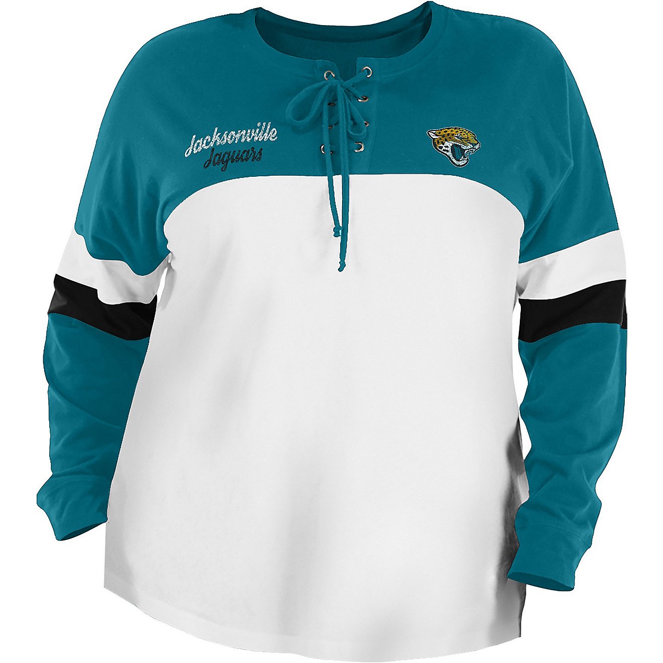 New Era Women's Jacksonville Jaguars Plus Size Lace-Up Long Sleeve T-shirt                                                       - view number 4