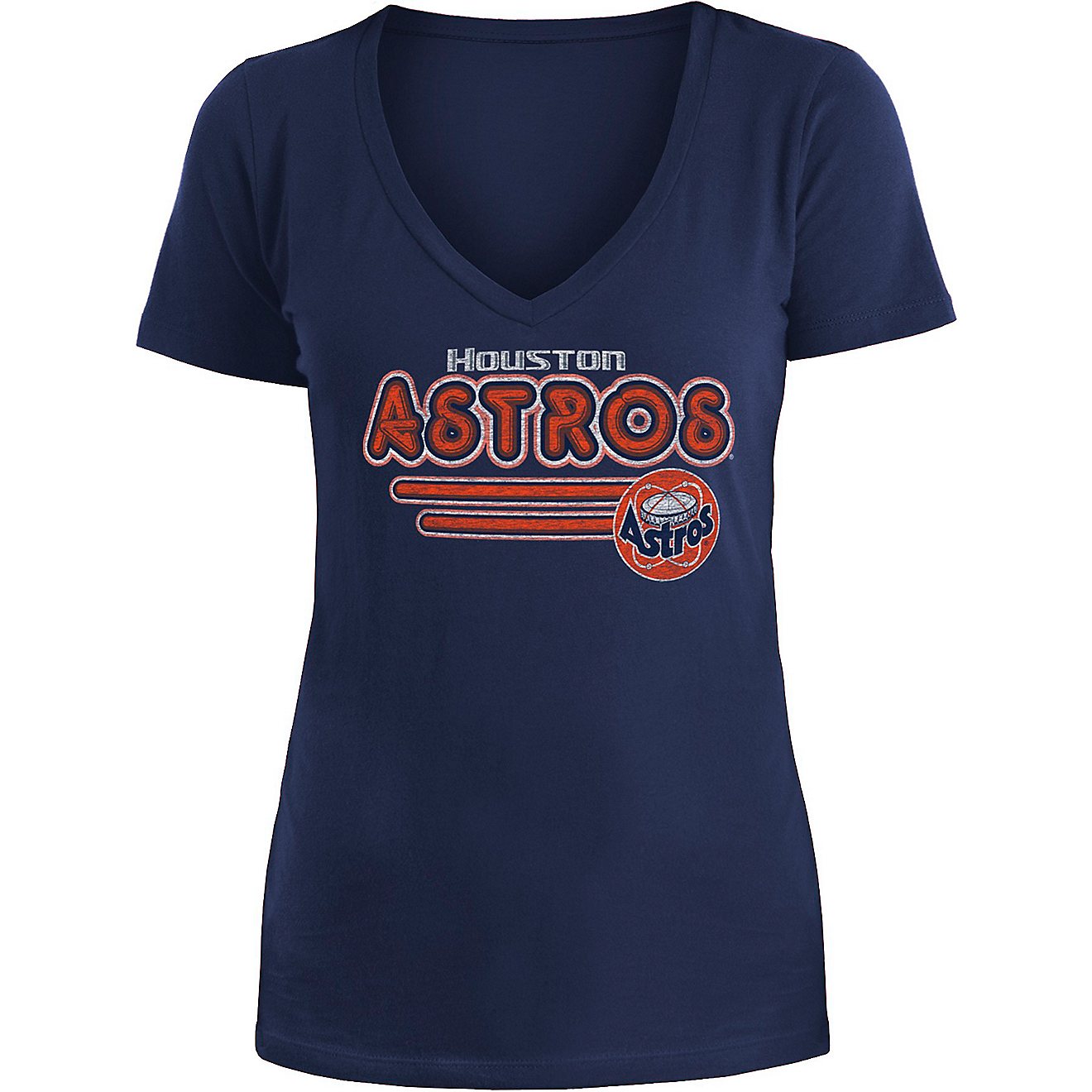 New Era Women's Houston Astros Cooperstown Retro V-neck T-shirt                                                                  - view number 1
