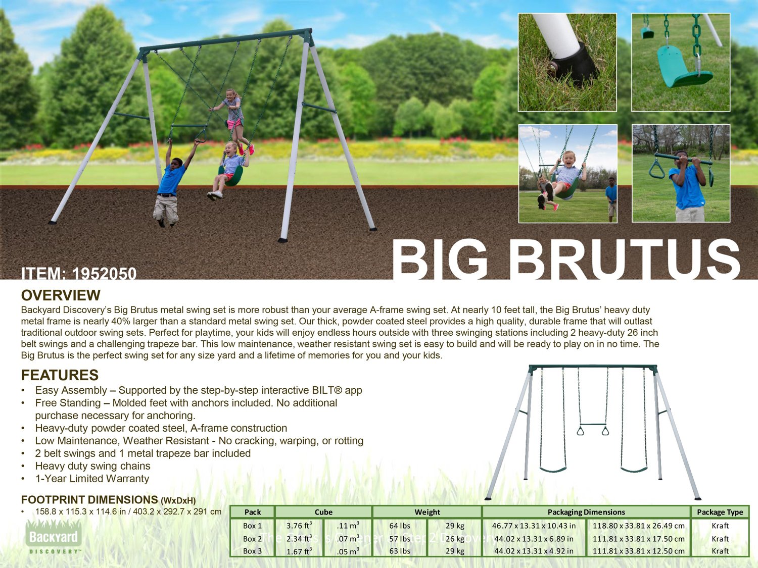 Backyard Discovery Big Brutus Metal Swing Set | Academy