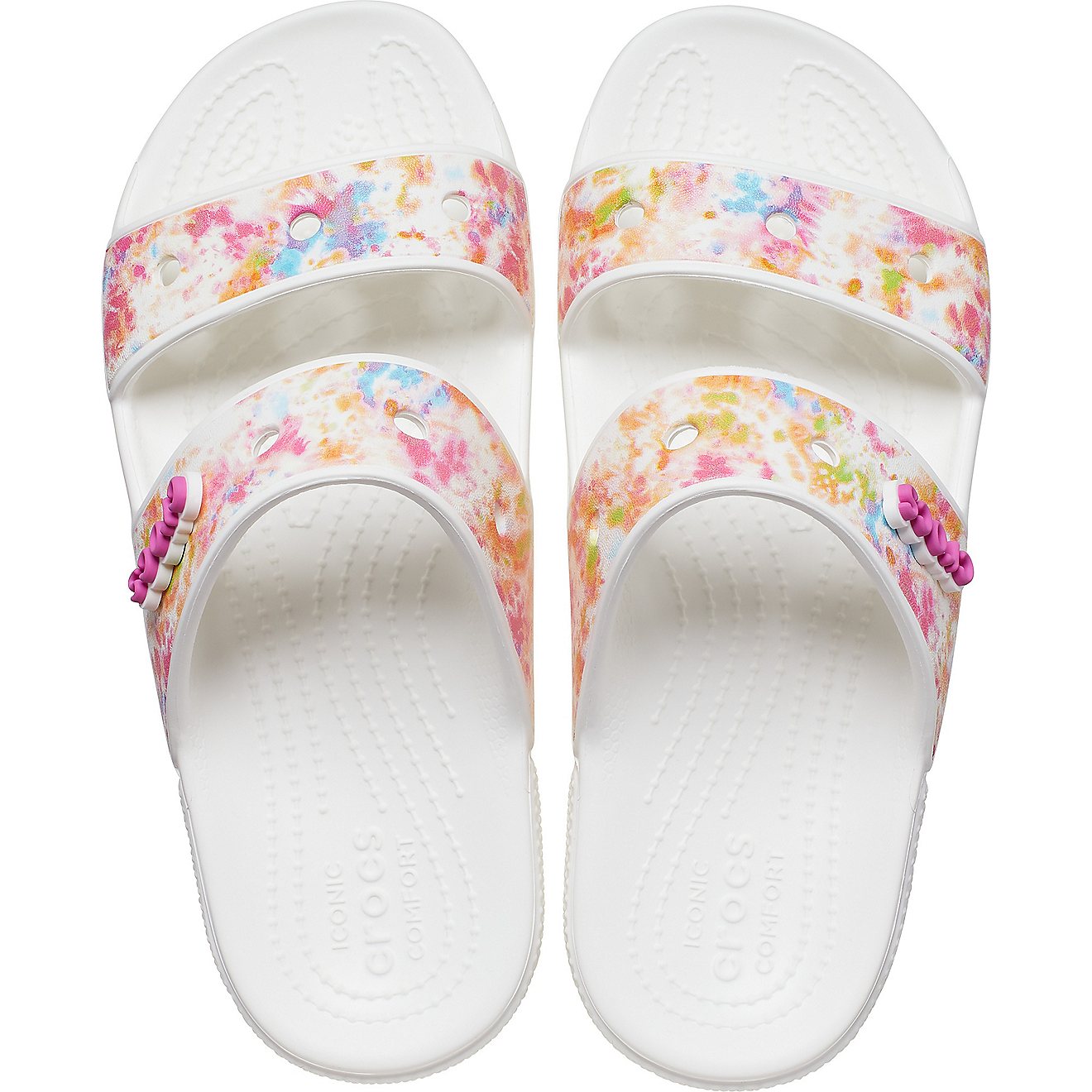 Crocs Adults' Classic White Speckle Tie Dye 2-Strap Sandals                                                                      - view number 3