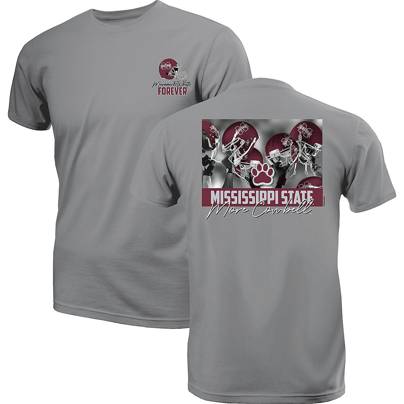 New World Graphics Men's Mississippi State University Raised Helmet Short Sleeve T-shirt                                         - view number 1