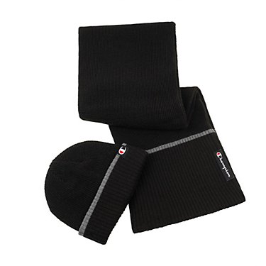 Champion Men's Waffle Knit Beanie and Scarf Set