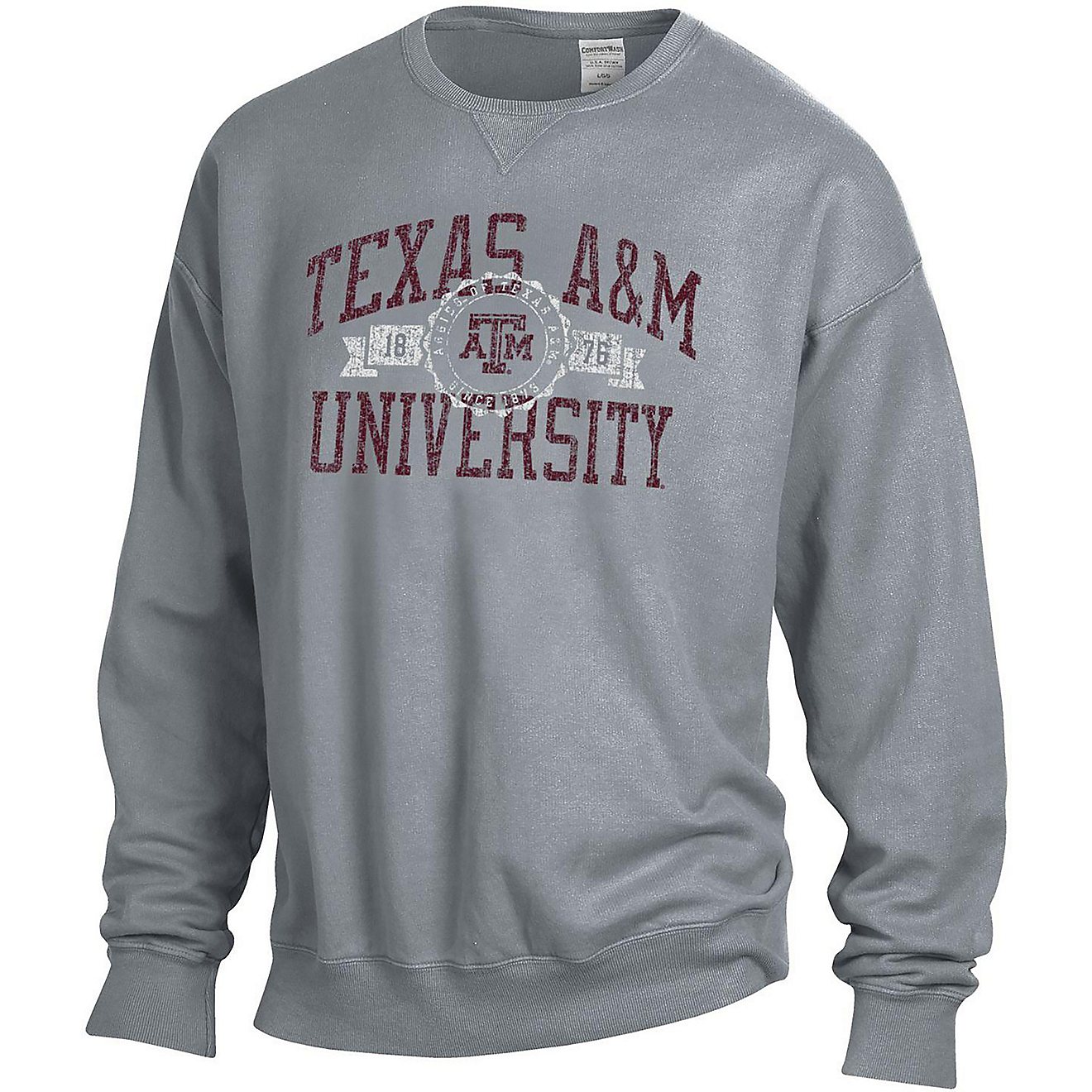 Comfort Wash Men's Texas A&M University Seal Crew Sweatshirt                                                                     - view number 1