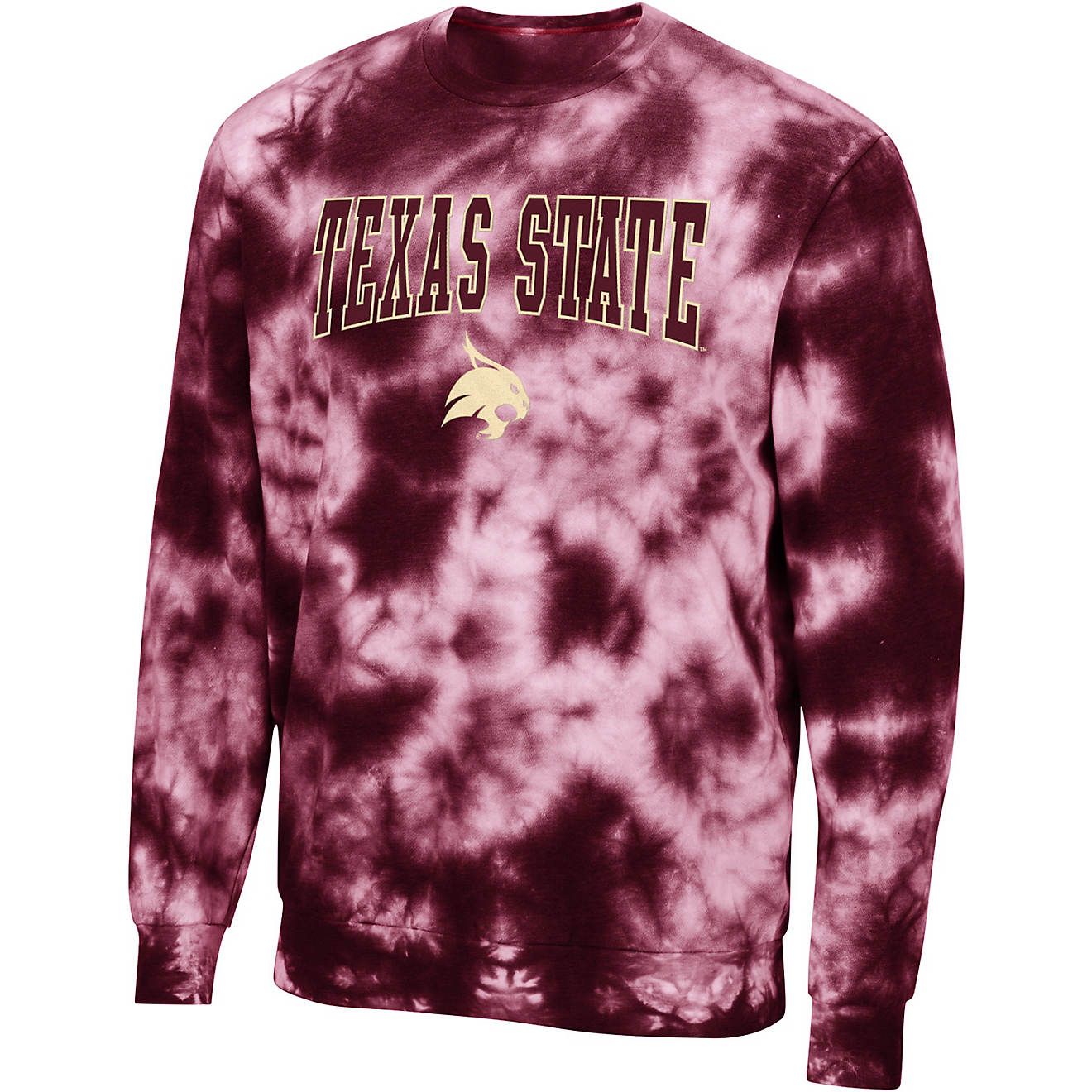 Colosseum Athletic Men's Texas State University Wooderson Tie Dye Crew Neck Sweater                                              - view number 1