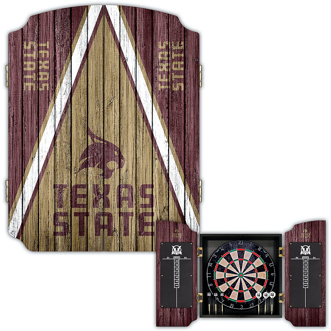 Victory Tailgate Texas State University Dartboard Cabinet                                                                        - view number 1