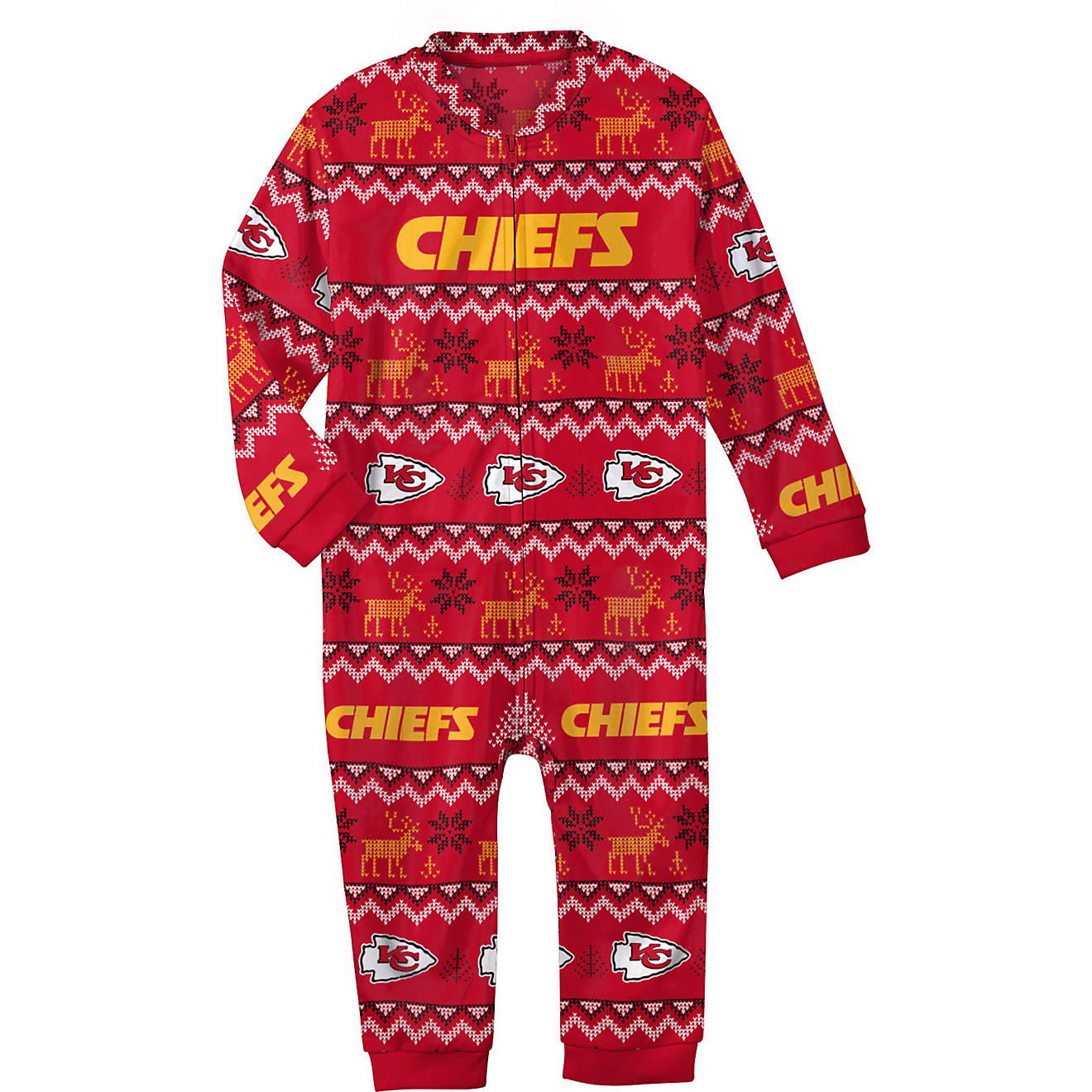 Outerstuff Newborns’ Kansas City Chiefs Ugly Sweater PJ Long Sleeve Coveralls                                                  - view number 1