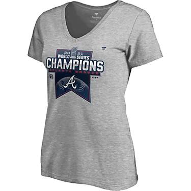 Atlanta Braves Women's 2021 World Series Champs Locker Room V-Neck Short Sleeve T-shirt                                         
