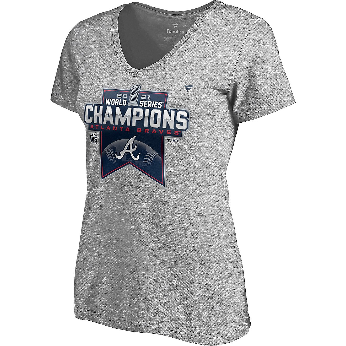 Atlanta Braves Women's 2021 World Series Champs Locker Room V-Neck Short Sleeve T-shirt                                          - view number 1