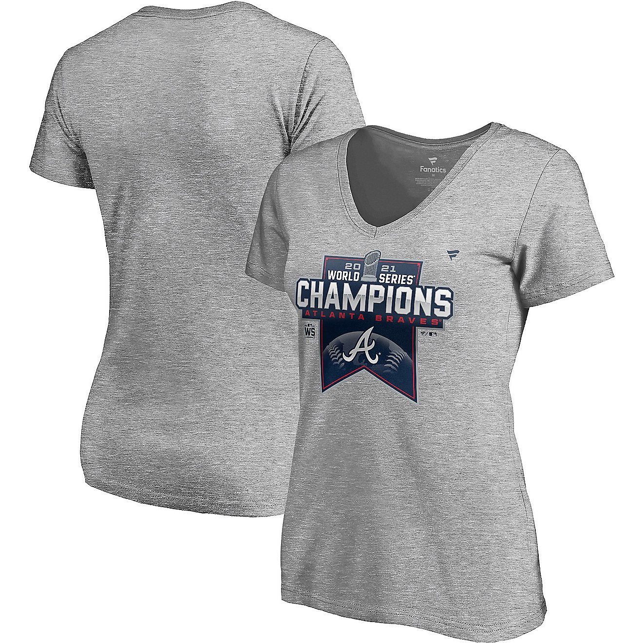 Atlanta Braves Women's 2021 World Series Champs Locker Room V-Neck Short Sleeve T-shirt                                          - view number 3