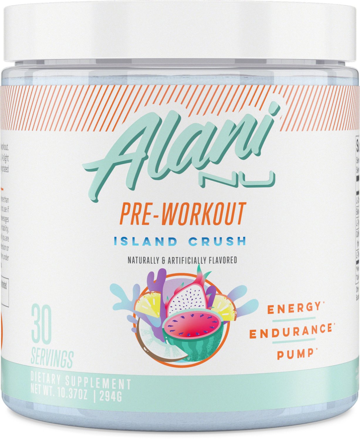 Alani Nu Pre-Workout Supplement Powder for Energy, Endurance, and Pump, Island Crush, 30 Servings