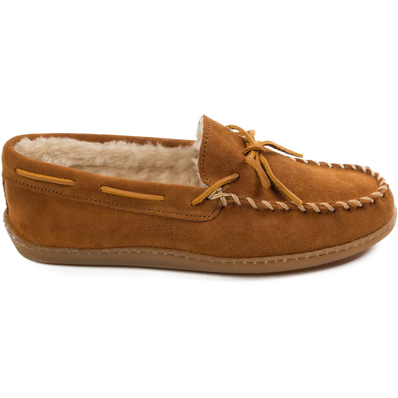 Minnetonka Men's Pile Lined Hardsole Moccasin Slippers                                                                           - view number 1