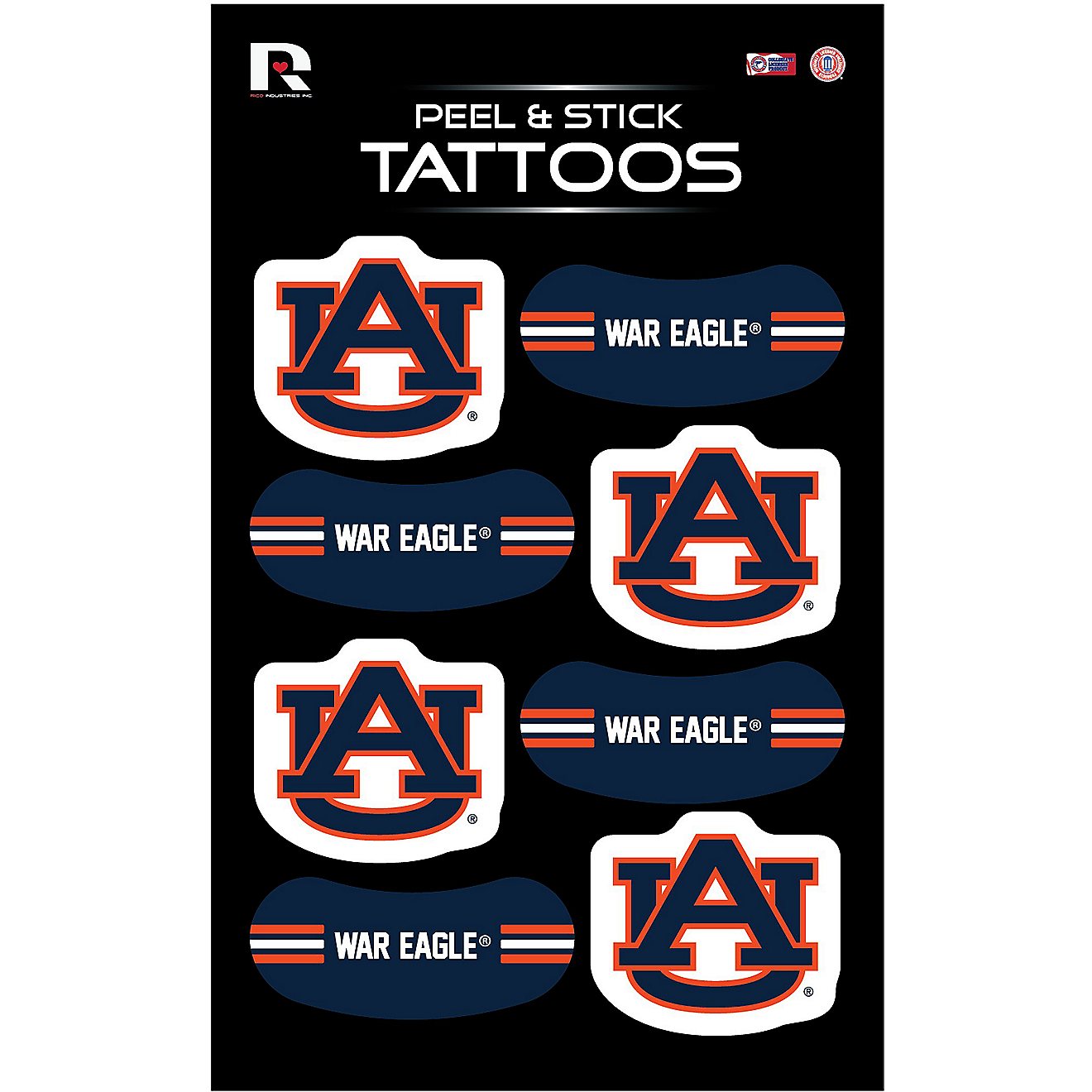 Rico Auburn University Tattoos 8-Pack                                                                                            - view number 1