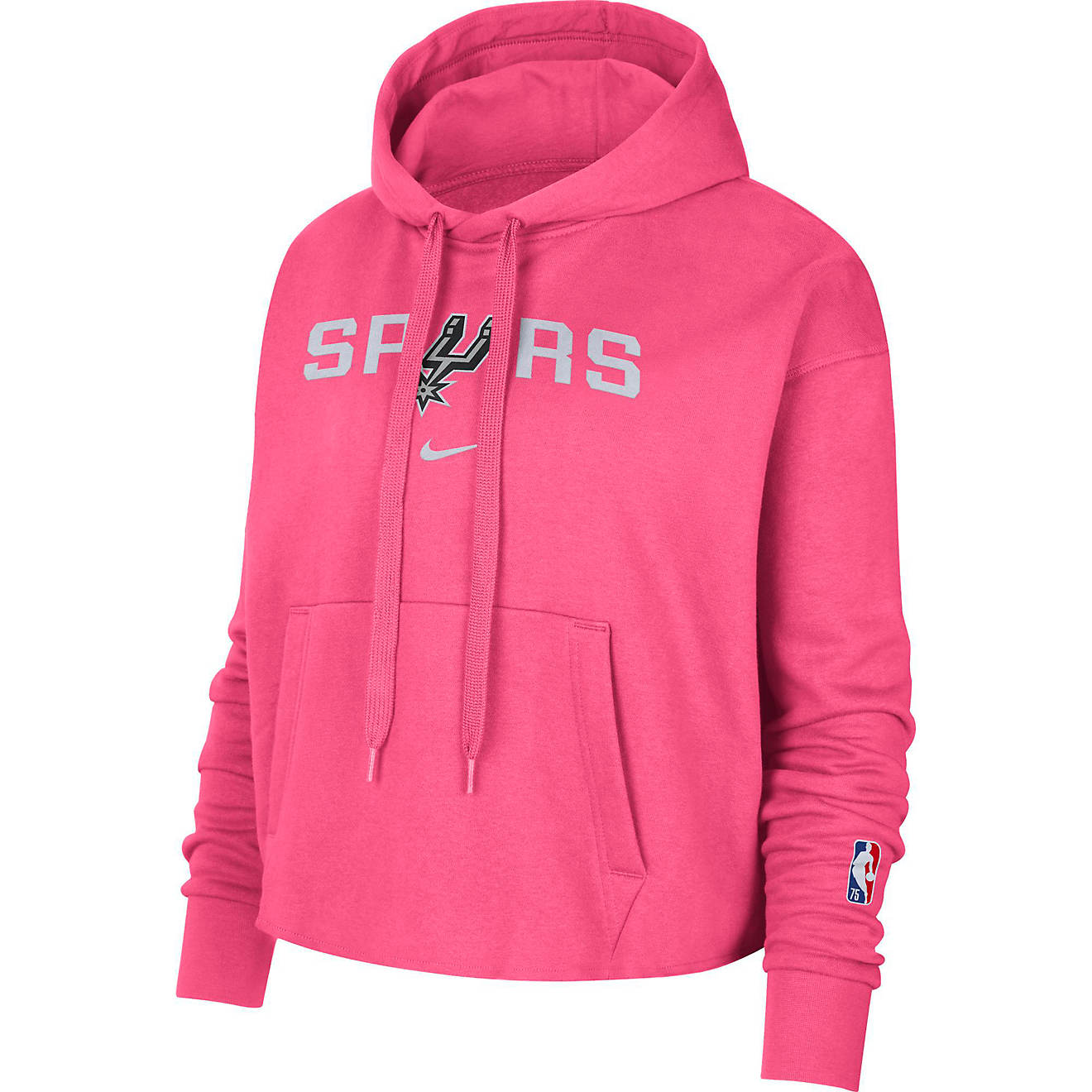 Nike Women’s San Antonio Spurs Essential Cropped Fleece Pullover Hoodie                                                        - view number 1