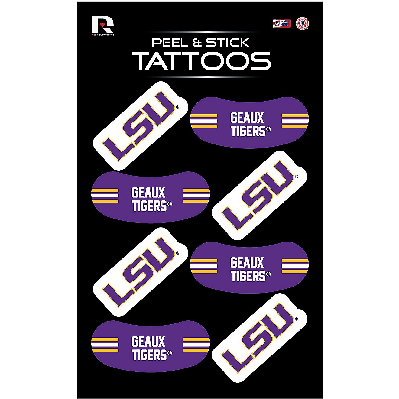 Rico Louisiana State University Tattoos 8-Pack                                                                                   - view number 1