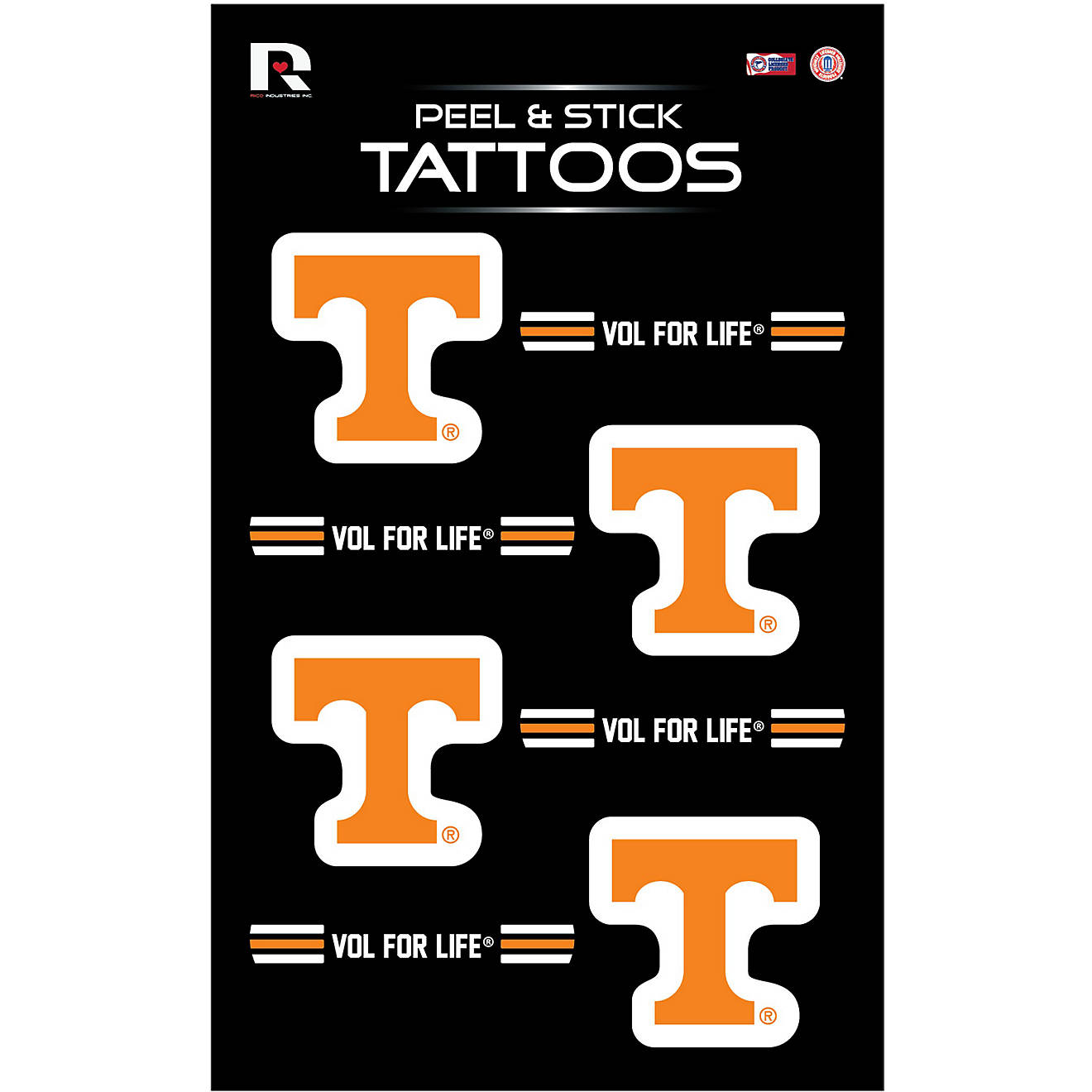 Rico University of Tennessee Tattoos 8-Pack                                                                                      - view number 1