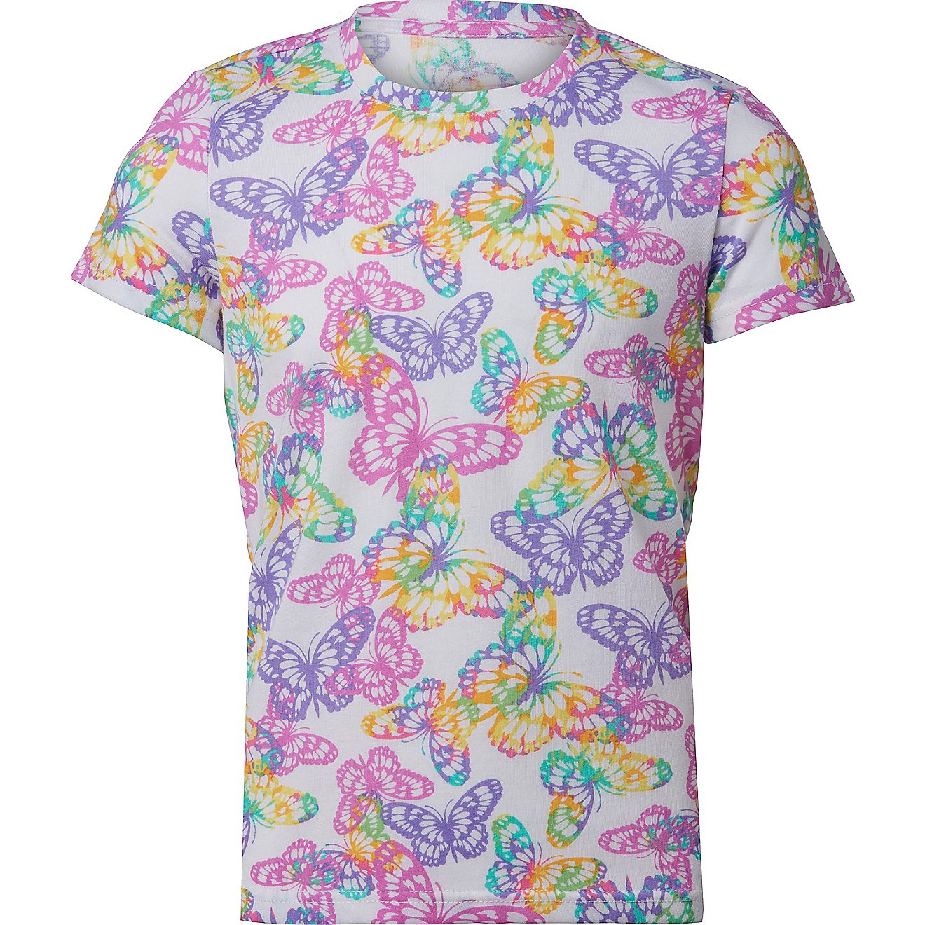 BCG Girls' Butterfly Cotton Graphic Short Sleeve T-shirt                                                                         - view number 1