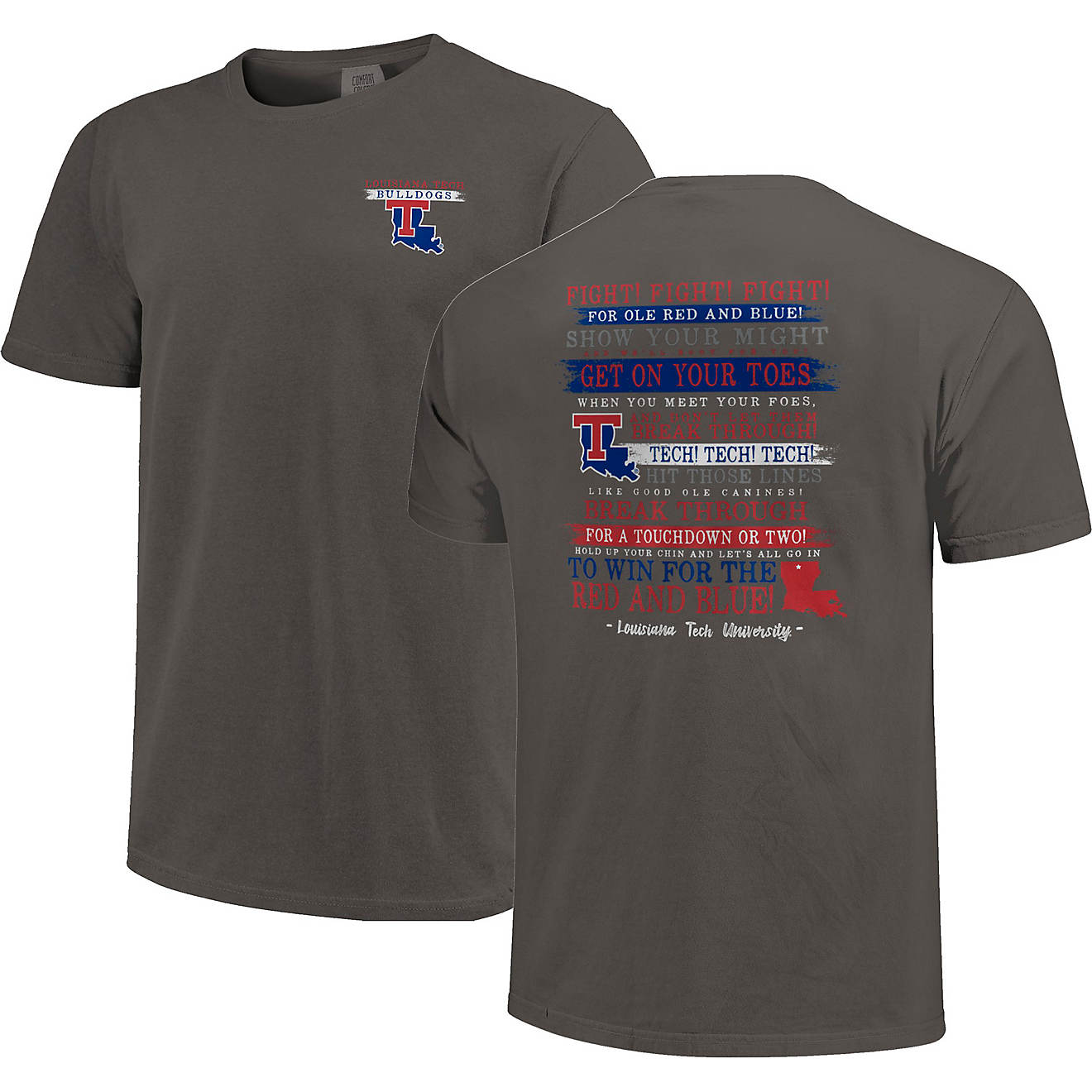 Image One Men's Louisiana Tech University Comfort Color Fight Song Stripes Short Sleeve T-shirt                                  - view number 1