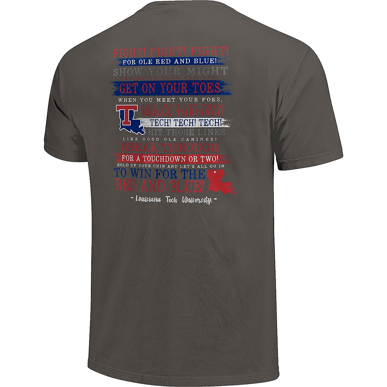 Image One Men's Louisiana Tech University Comfort Color Fight Song Stripes Short Sleeve T-shirt                                  - view number 2