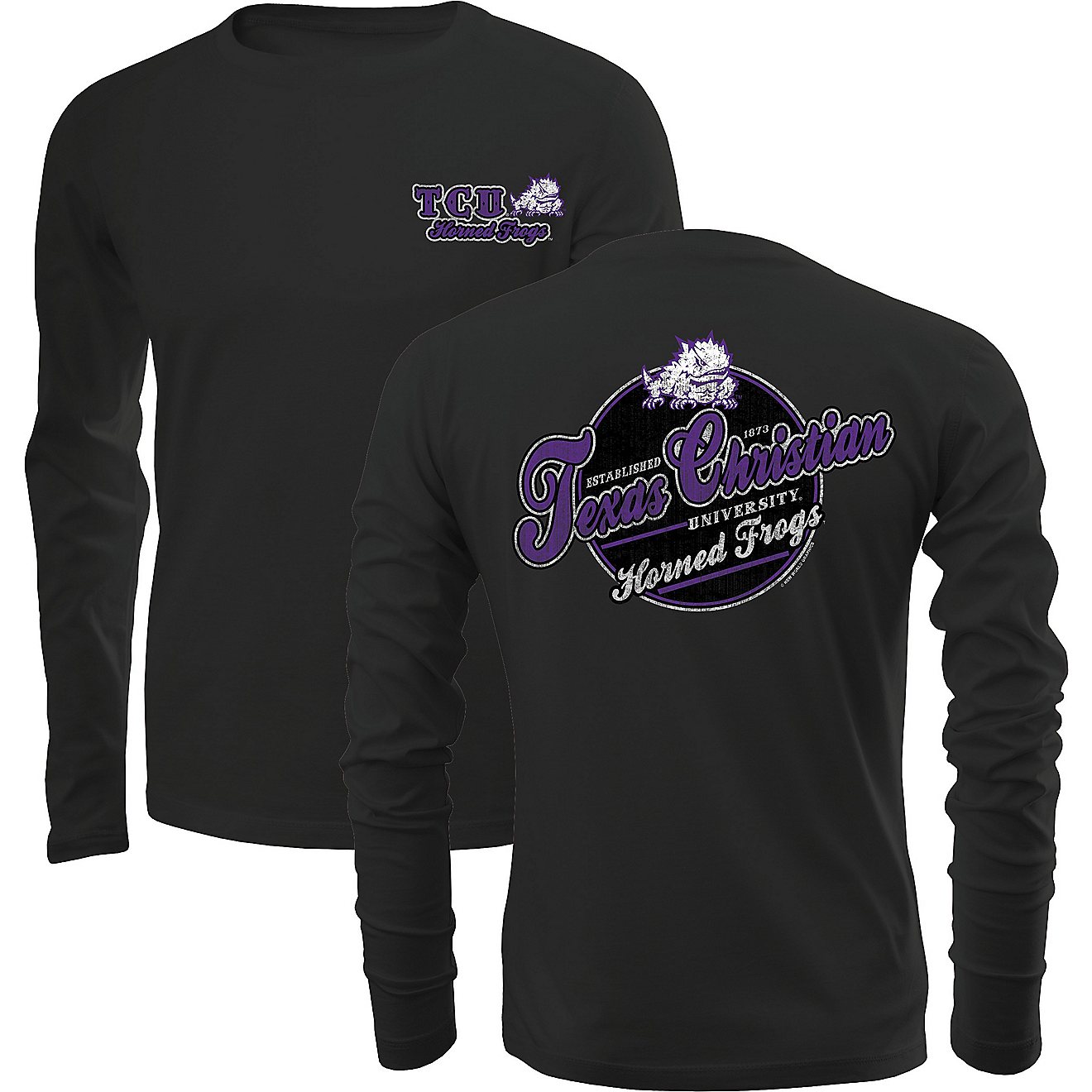 New World Graphics Men's Texas Christian University Antique Label Long Sleeve T-Shirt                                            - view number 1