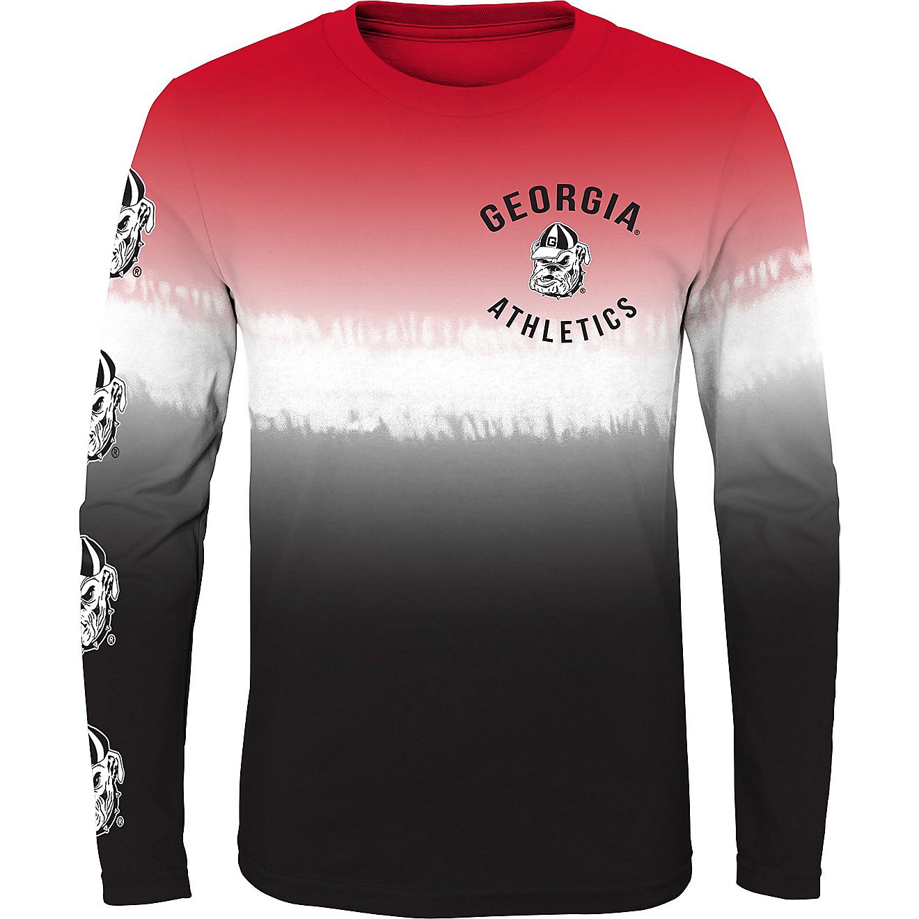 Outerstuff Kids' University of Georgia Double Up Tie Dye Long Sleeve T-shirt                                                     - view number 2