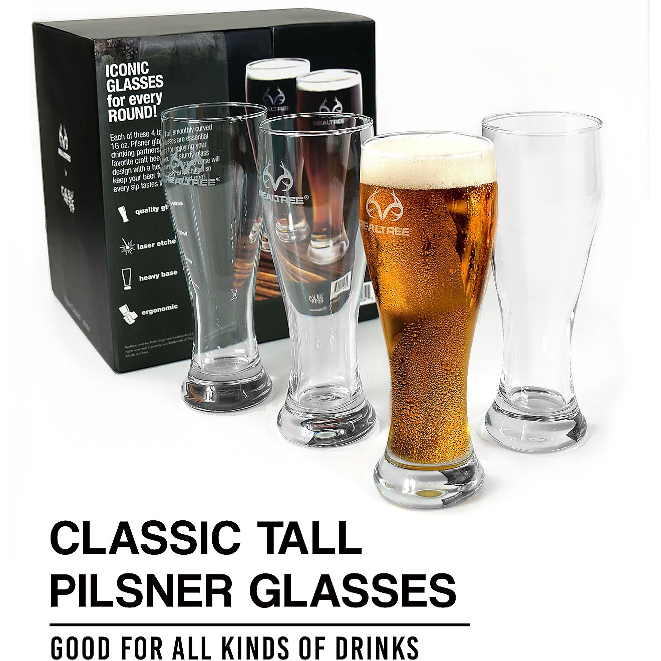 Realtree 16 oz Pilsner Beer Glasses 4-Piece Set                                                                                  - view number 5