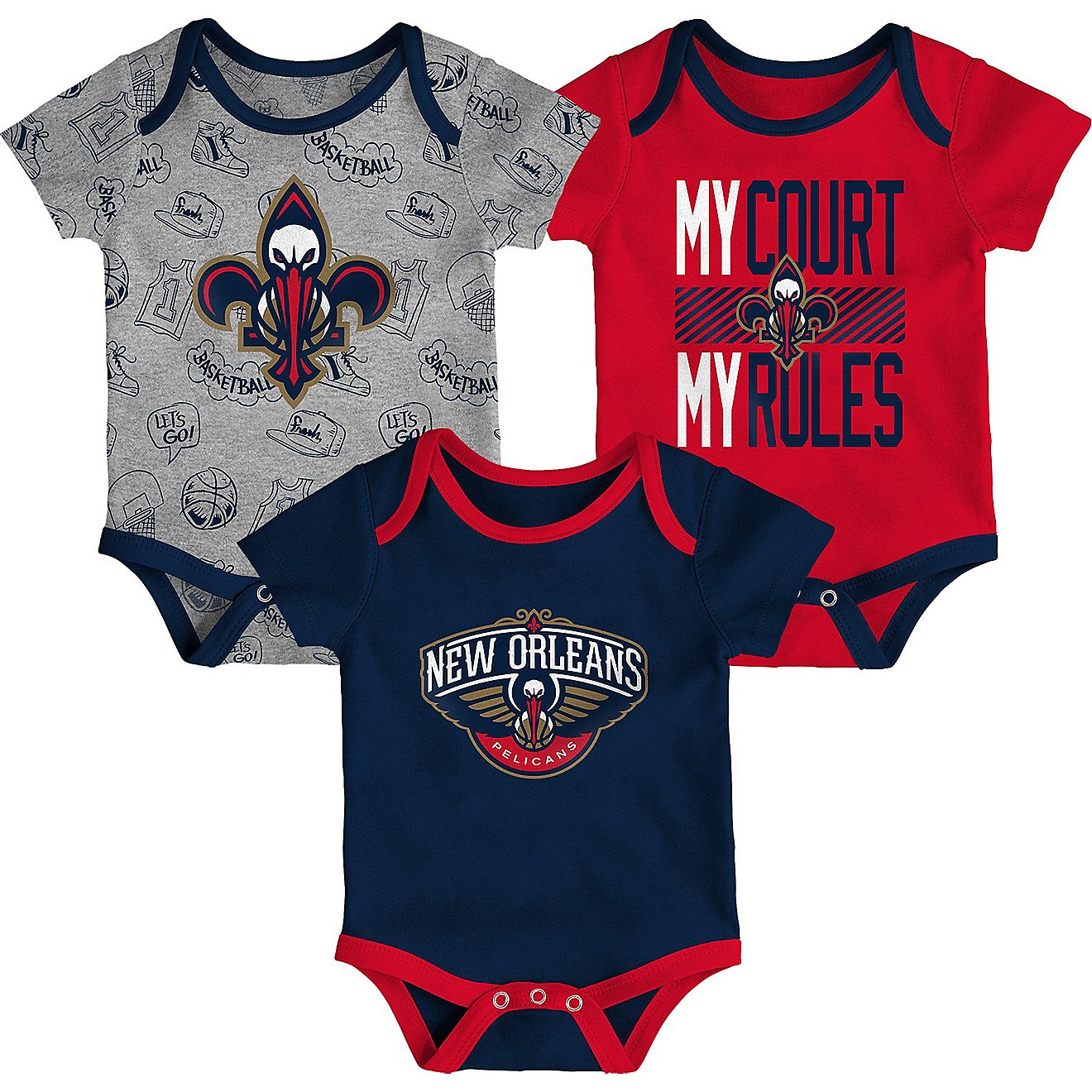 Outerstuff Infants' New Orleans Pelicans Trifecta 3-Piece Creeper Set                                                            - view number 1