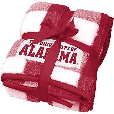 Logo University of Alabama Buffalo Check Frosty Fleece Blanket                                                                  