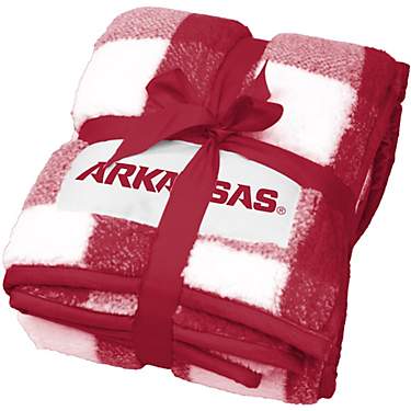 Logo University of Arkansas Buffalo Check Frosty Fleece Blanket                                                                 