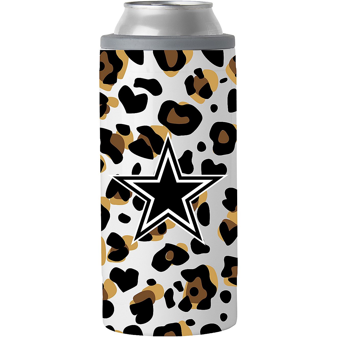 Logo Dallas Cowboys Leopard 12 oz Slim Can Coolie                                                                                - view number 1