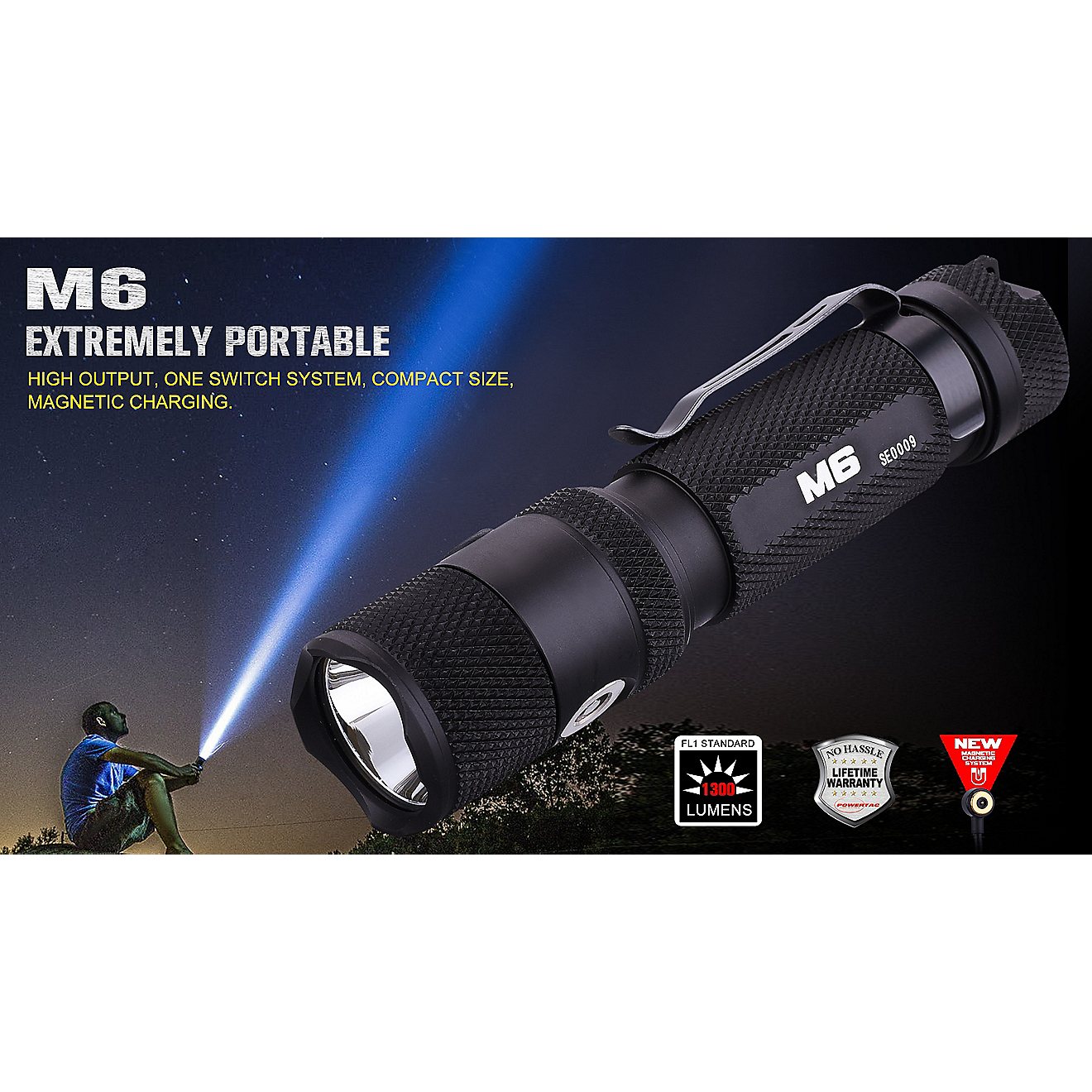 Powertac M6 1,300 Lumen EDC Flashlight                                                                                           - view number 6