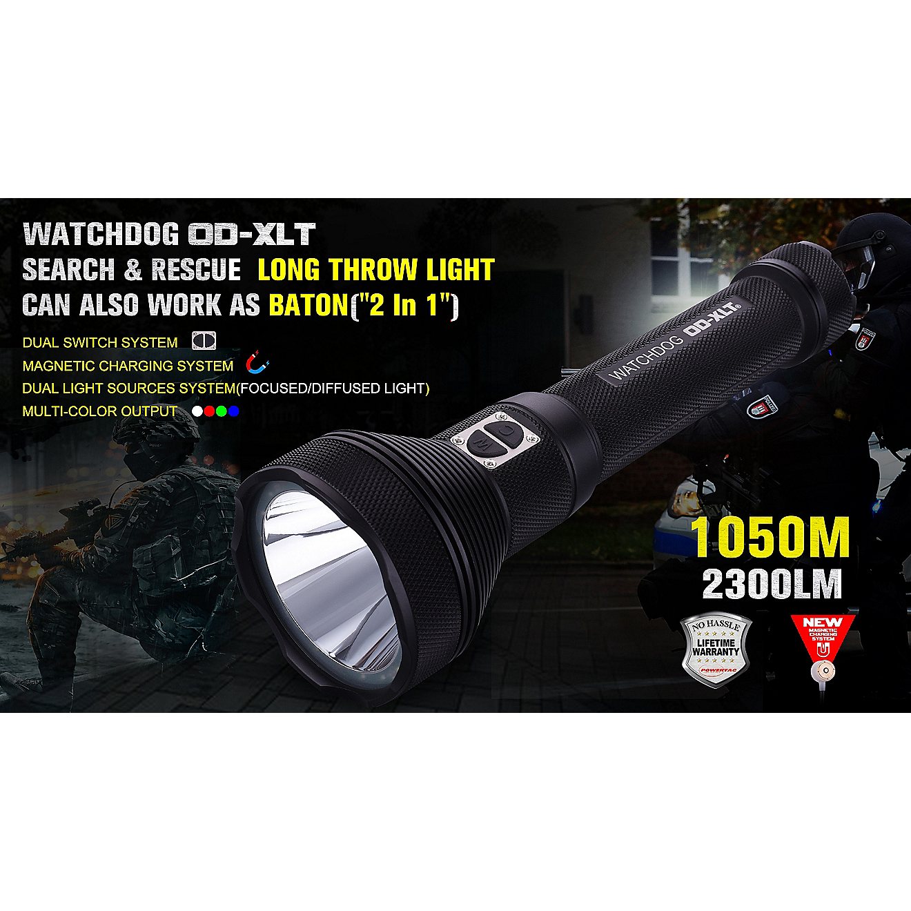 Powertac Watchdog OD XLT 2,300 Lumen Multicolor Flashlight                                                                       - view number 1