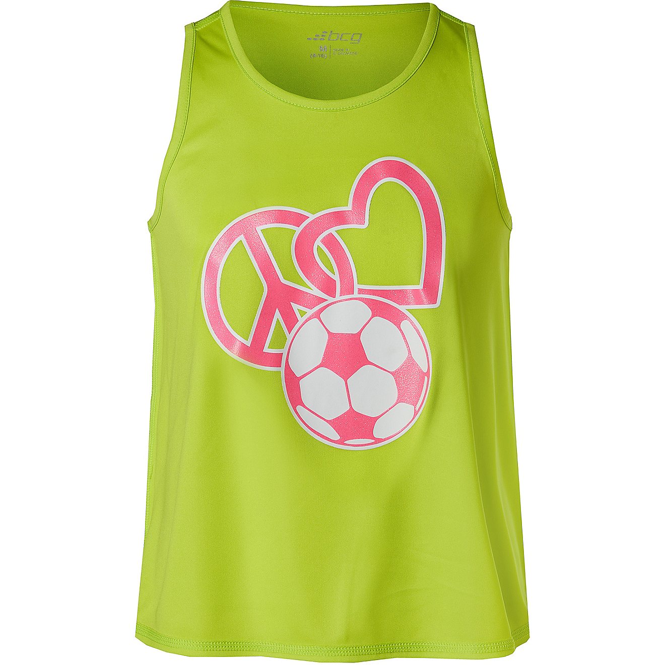 BCG Girls' Peace Love Soccer Turbo Graphic Tank Top                                                                              - view number 1