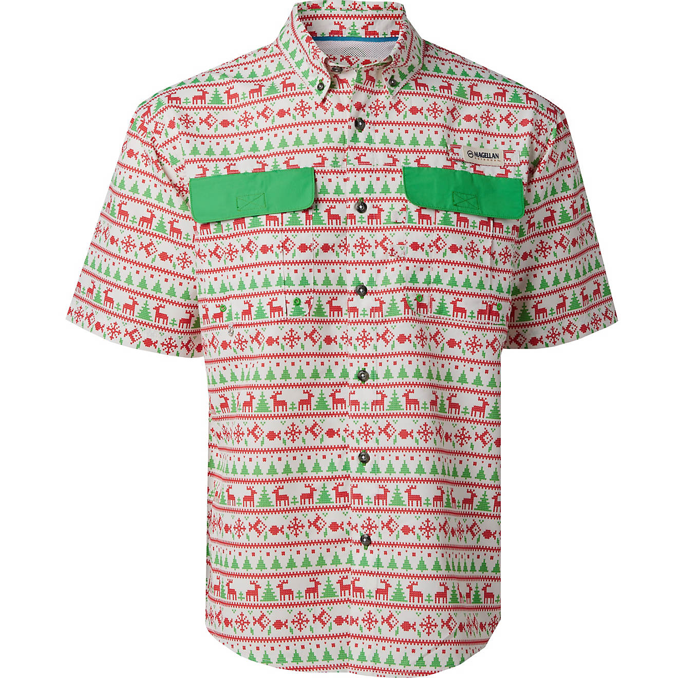 Magellan Outdoors Men's Laguna Madre Christmas Sweater Short Sleeve Shirt                                                        - view number 1