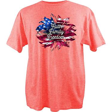 Academy Sports + Outdoors Women's Faith Family Freedom Sunflower Short Sleeve T-shirt                                           