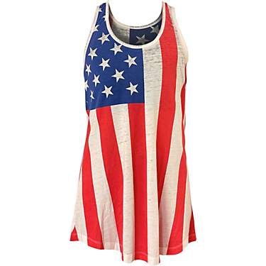 Live Outside the Limits Women's Full American Flag Jersey Tank Top                                                              
