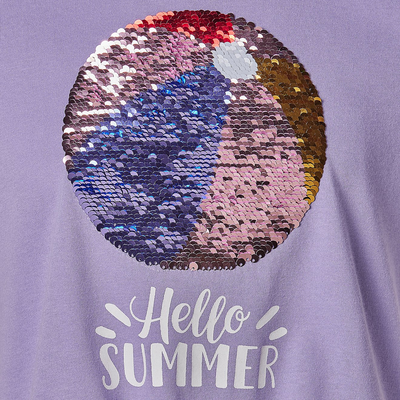 BCG Girls’ Hello Summer Flip Sequin Tie Front T-shirt                                                                          - view number 3