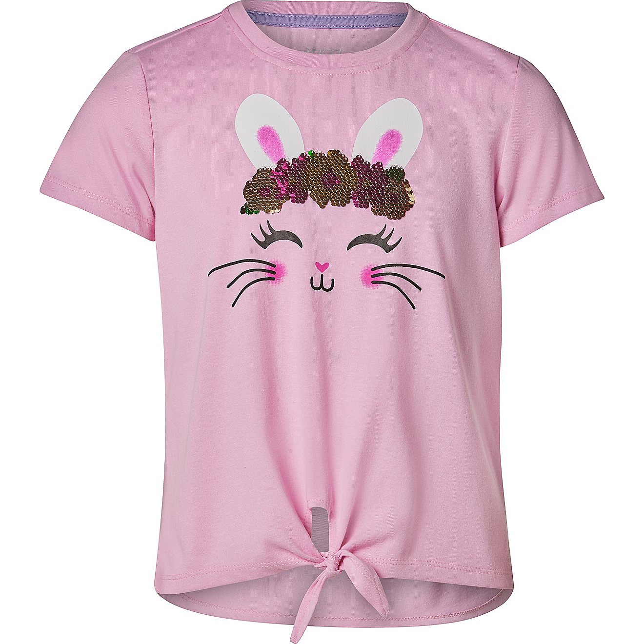 BCG Girls’ Bunny Flower Crown Flip Sequin Tie T-shirt                                                                          - view number 1