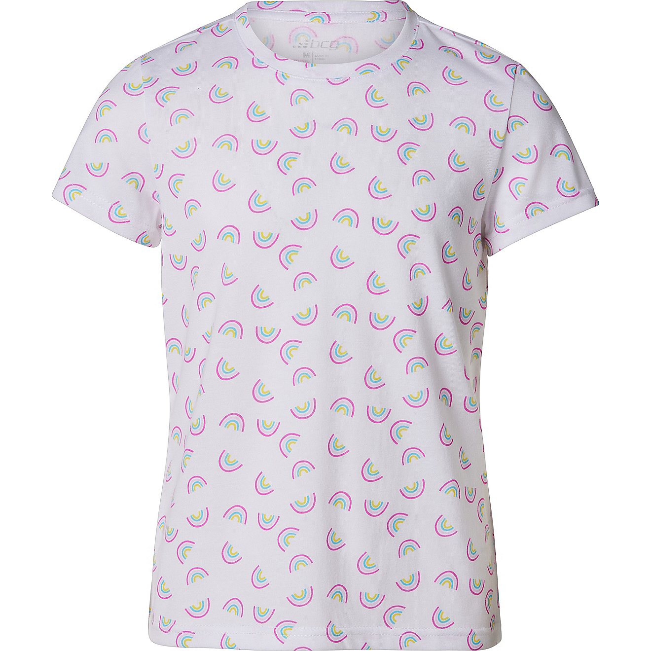 BCG Girls' Rainbow Allover Print Cotton Graphic Short Sleeve T-shirt                                                             - view number 1
