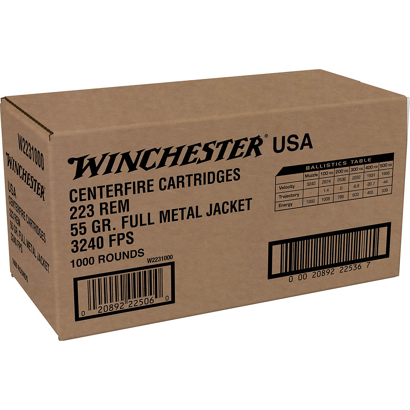 Winchester USA FMJ 223 Rem 55-Grain Centerfire Ammunition - 1000 Rounds                                                          - view number 1