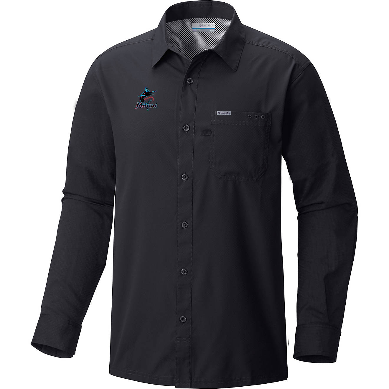 Columbia Sportswear Men's Miami Marlins PFG Slack Tide Long Sleeve Shirt                                                         - view number 1