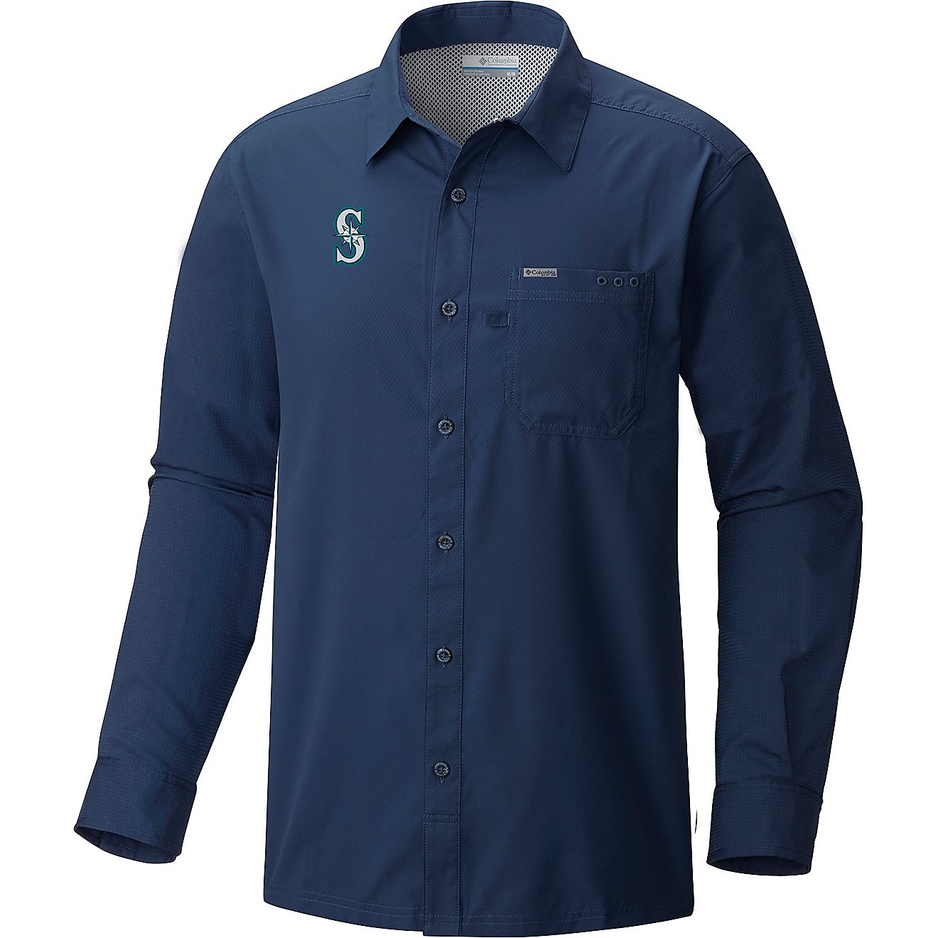 Columbia Sportswear Men's Seattle Mariners PFG Slack Tide Long Sleeve Shirt                                                      - view number 1