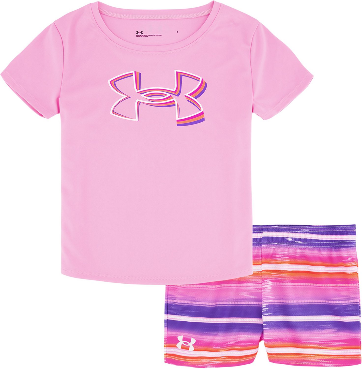 Under Armour Toddler Girls' 2Piece Bouncy Shirt and Striped Shorts Set
