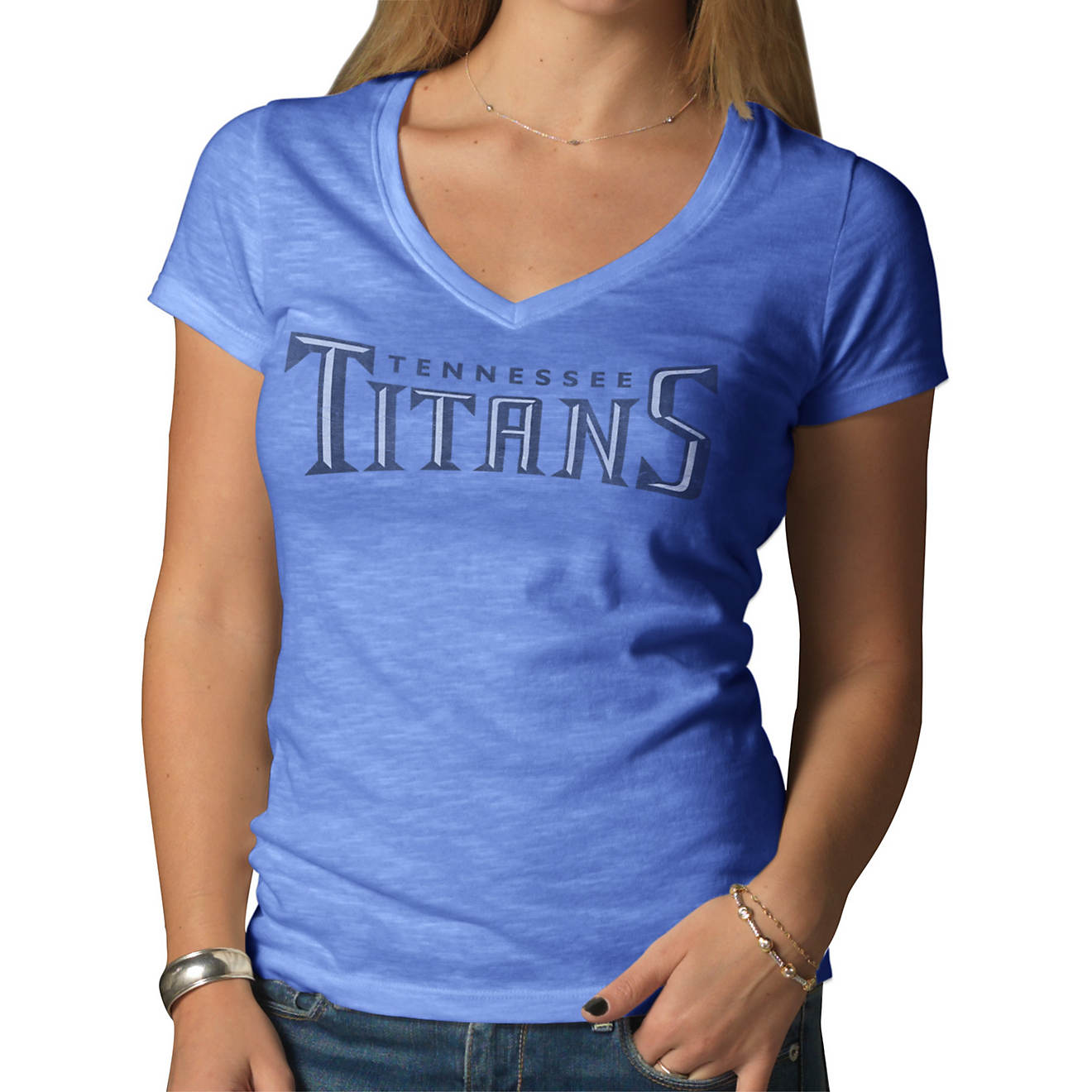 '47 Women's Tennessee Titans V-neck Scrum Short Sleeve T-shirt                                                                   - view number 1
